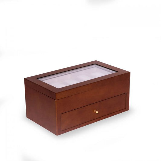 Bey-Berk 5-Sunglass and 10-Watch Storage Box | Cherry Wood | BB746BRW