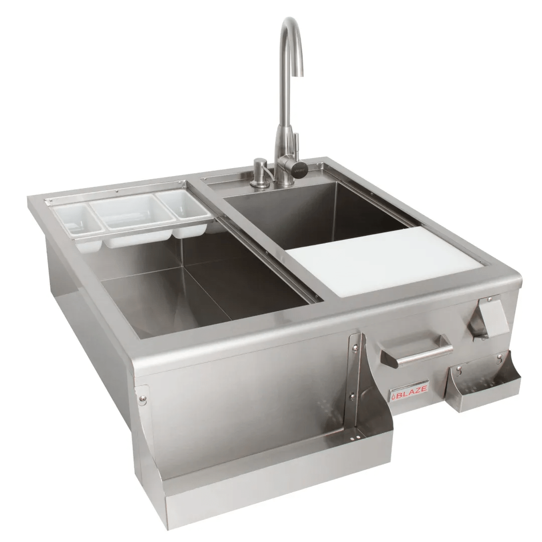 Blaze Built-In Bar Center, Patio Bar, Speed Rail, Condiments, Sink, Ice Bin