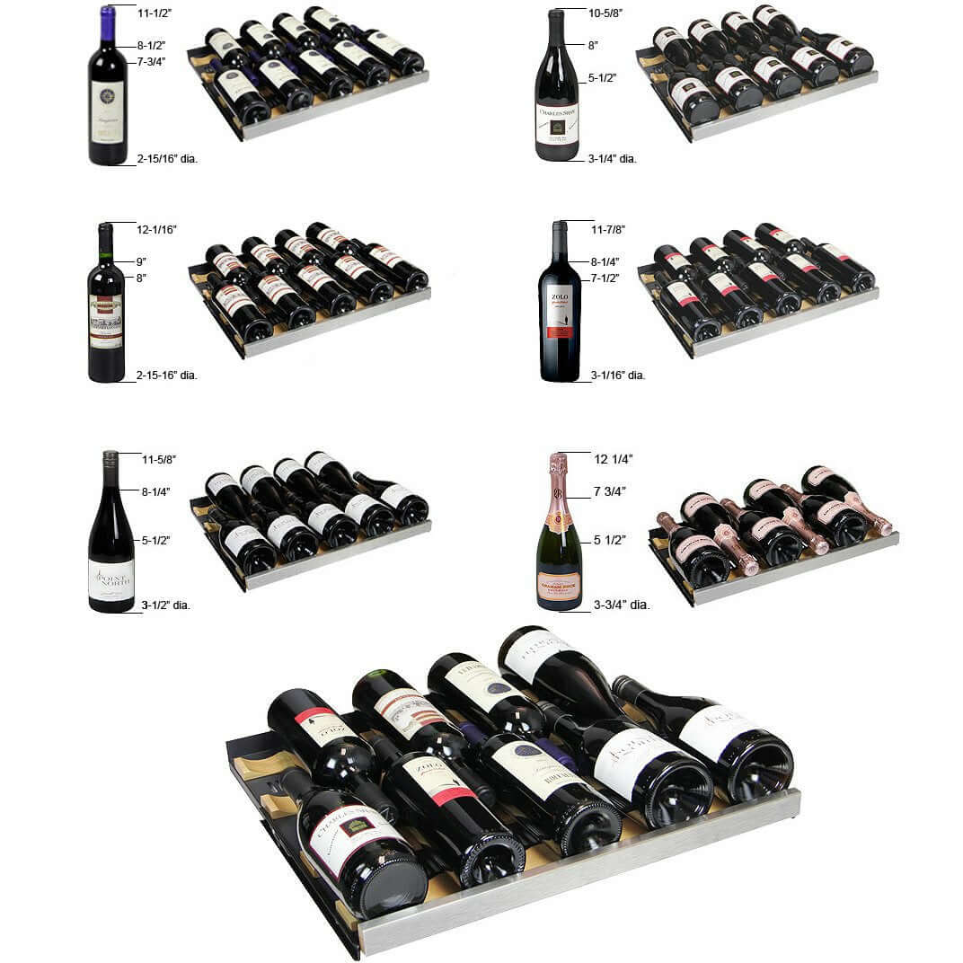 Allavino 47” Wide 112 Bottle Four Zone Side-by-Side Wine Cooler | Tru-Vino Technology and FlexCount II Shelving