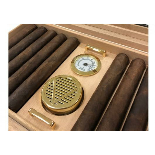Braydon Desktop Cigar Humidor | Lift Out Tray | Glass Top | Holds 25 Ct. Cigars
