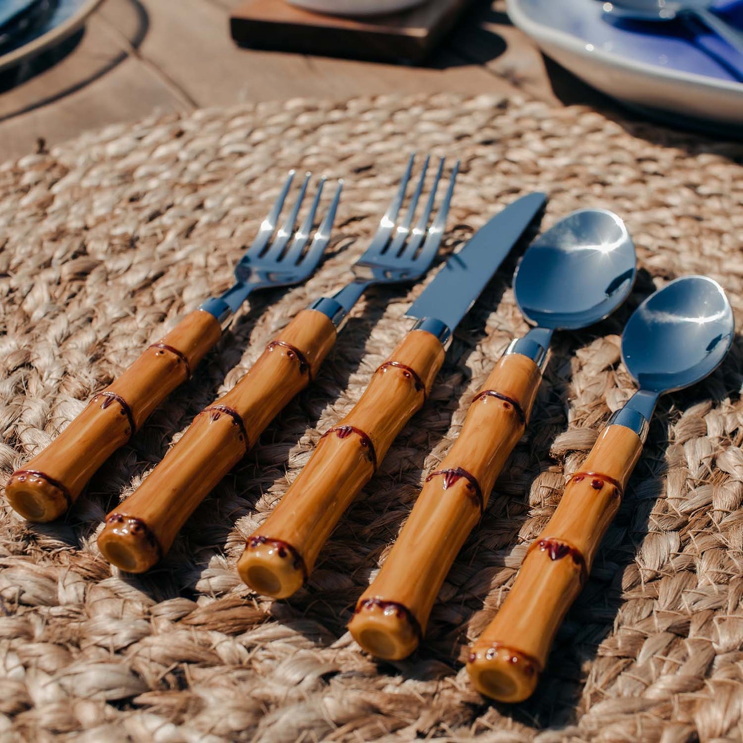 Bamboo Handle 20-Piece Flatware Set