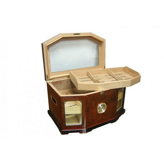Chancellor Desktop Cigar Humidor | Tray and Glass Top | Holds 300 Ct. Cigars