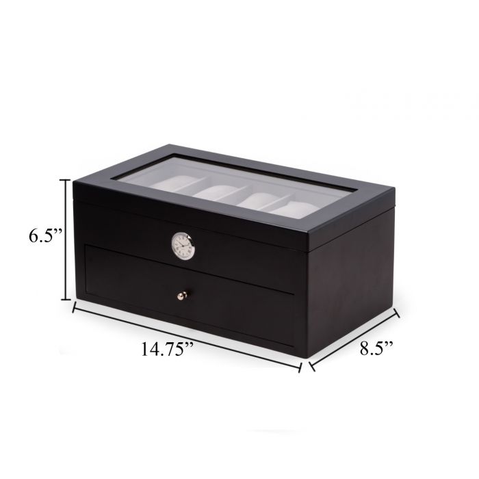 Bey-Berk 20-Watch Box | Quartz Movement Clock | CM640BLK