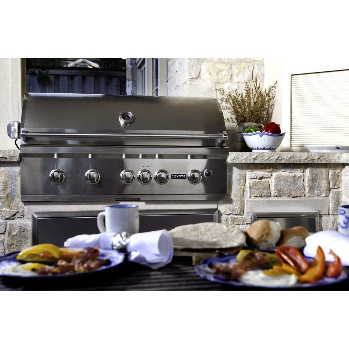 Coyote S-Series 42" Built-In Gas Grill, LED Lights, Ceramics C2SL42