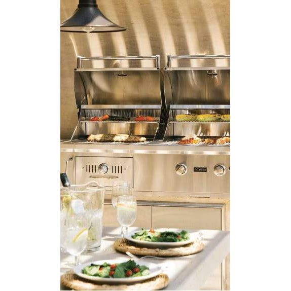 Coyote 50 Inch Built-in Hybrid Grill / Gas and Charcoal, 2 Infinity Burners, Cart Option / C1HY50