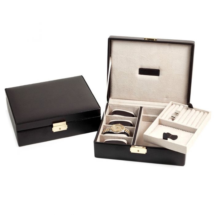 Bey-Berk 4-Watch Case & Valet | Brown Leather | BB533BRW