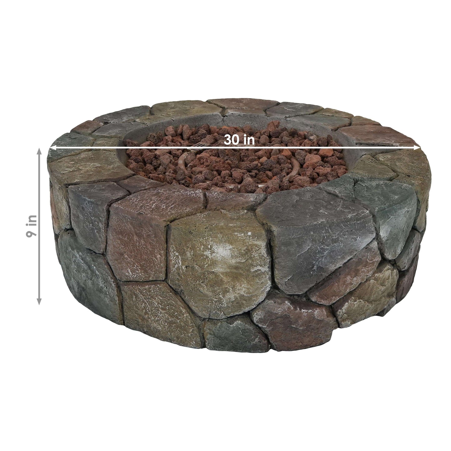 30" Round Cast Stone Smokeless Fire Pit with Lava Rocks