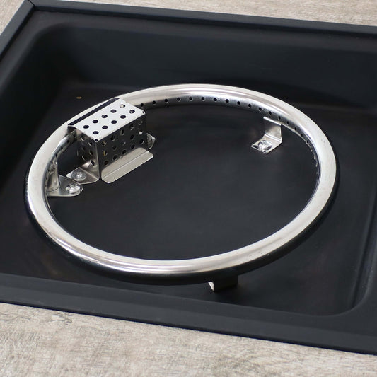 24" Modern Smokeless Fire Pit with Tile Tabletop and Rafa Fabric Sides