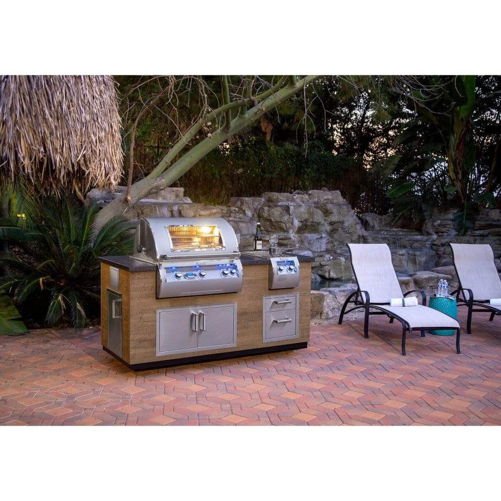 Fire Magic "Reclaimed Wood" Island (35" x 77") † - "Reclaimed Wood" Base w/ Polished Black Lava Counter