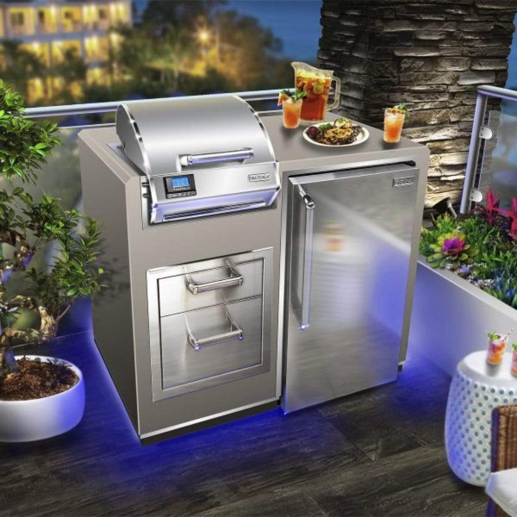 Firemagic Electric Grill Island Bundle with Refrigerator (36" x 44") - GFRC Island in Smoke finish