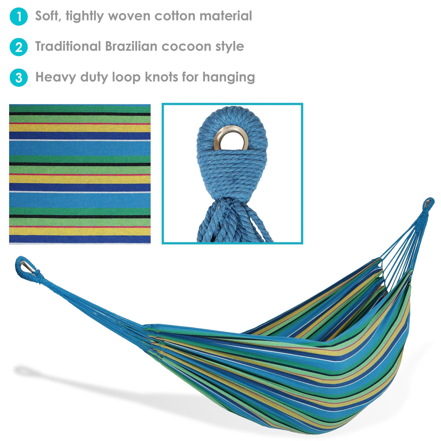 Brazilian Double Hammock | For Backyard & Patio | 450 Pound Capacity