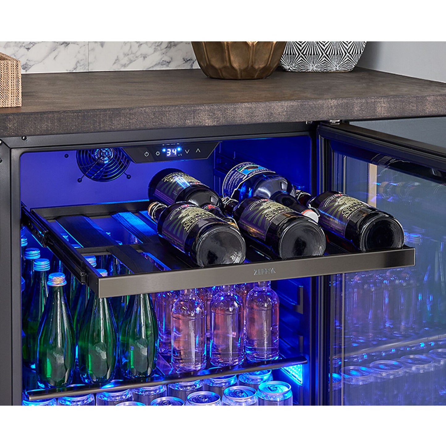 Zephyr Presrv 24" Single Zone Beverage Center | Holds 112 Cans | PRB24C01BBSG