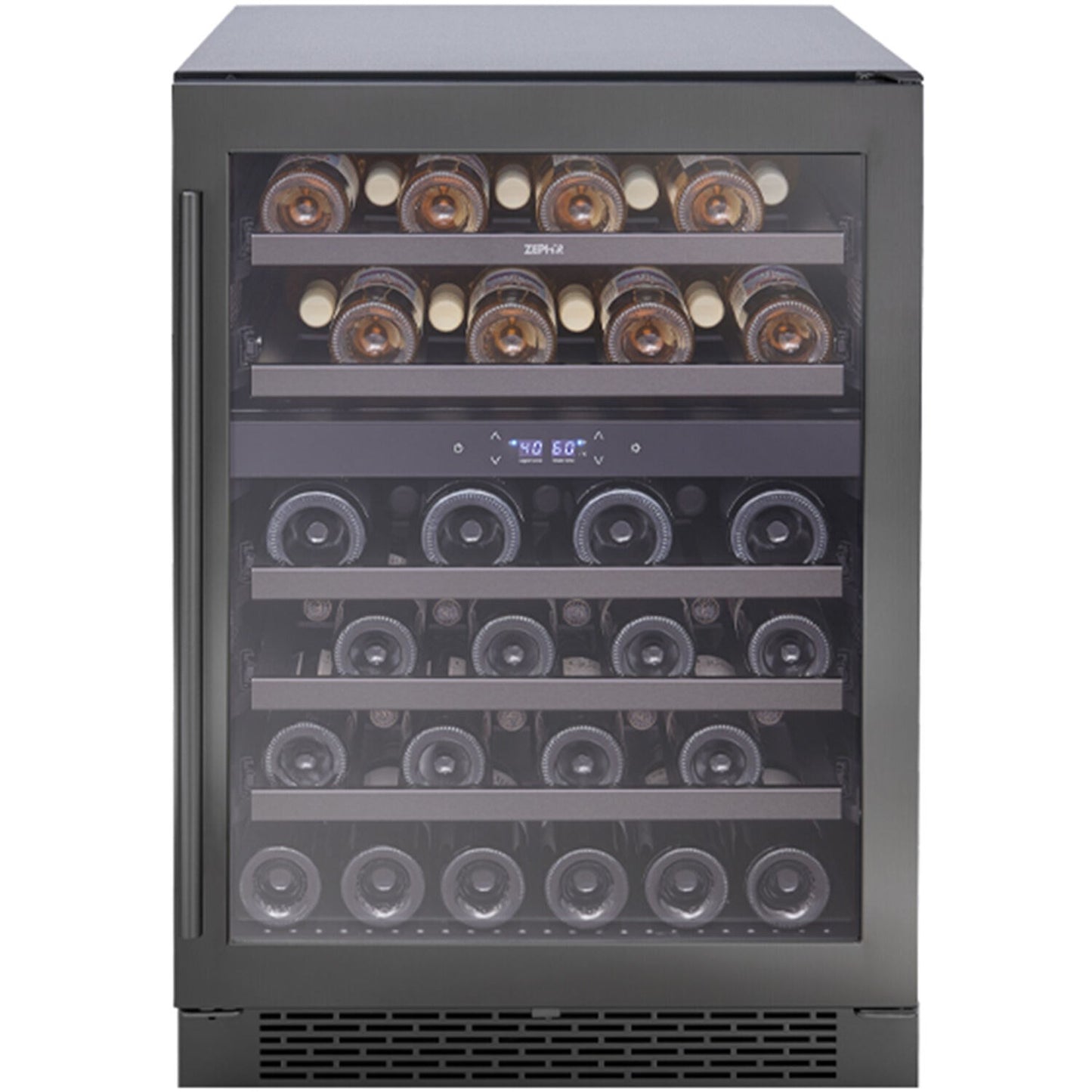 Zephyr Presrv 24" Dual Zone Wine Cooler | Holds 45 Bottles | Black Stainless Steel | PRW24C02BBSG