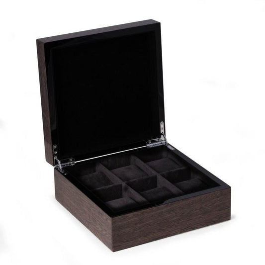 Bey-Berk 6-Watch Box with Storage | Italian Veneer | BB698GRY
