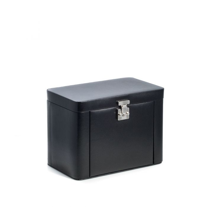 Bey-Berk 4 Level Jewelry Box w/ Travel Pouch | Black Lizard Leather | BB675BLK
