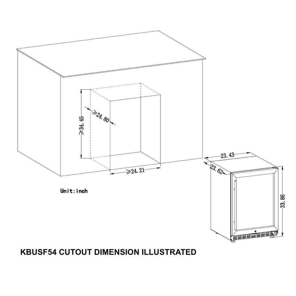 KingsBottle 24” Beverage Center | Holds 180 Cans | Triple Glassdoor with Two Low-E | KBUSF54B
