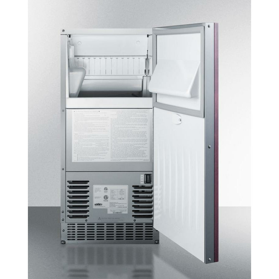 Summit 15" Wide, Indoor/outdoor Icemaker w/ Internal Drain Pump - Makes 62lbs of Ice (Custom Panel Ready)