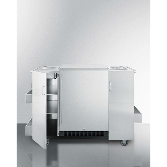 Summit Outdoor Stainless Steel Serving Cart w/ Refrigerator