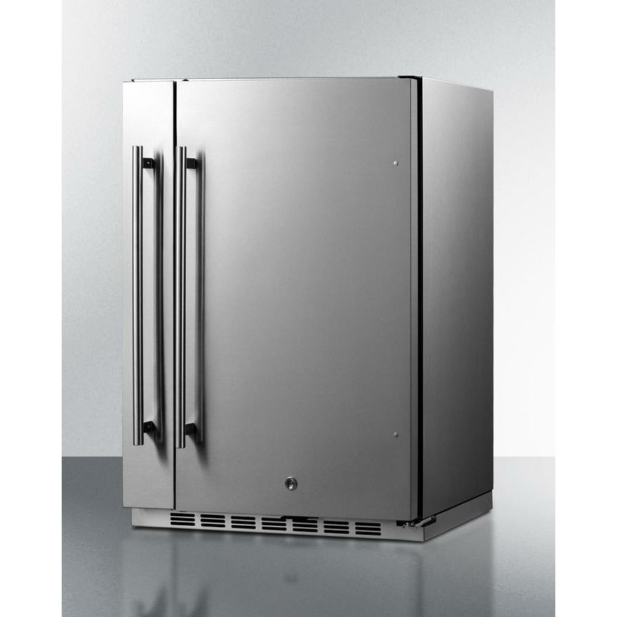 Summit 24" Wide, Shallow Depth, Outdoor Refrigerator w/ Slide-Out Storage Compartment