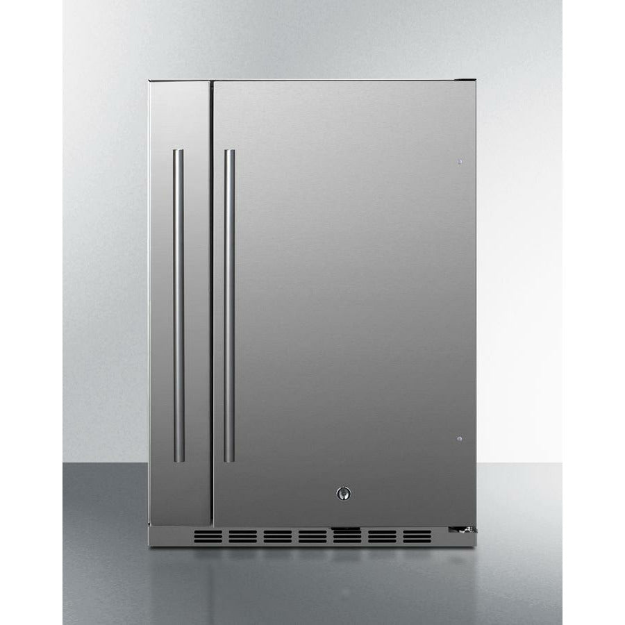 Summit 24" Wide, Shallow Depth, Outdoor Refrigerator w/ Slide-Out Storage Compartment