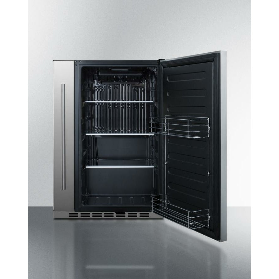 Summit 24" Wide, Shallow Depth, Outdoor Refrigerator w/ Slide-Out Storage Compartment