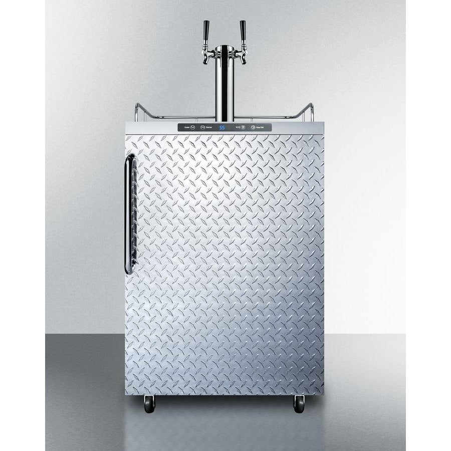 Summit 24" Wide, Dual Tap Outdoor Kegerator w/ Diamond Plated Door- Freestanding