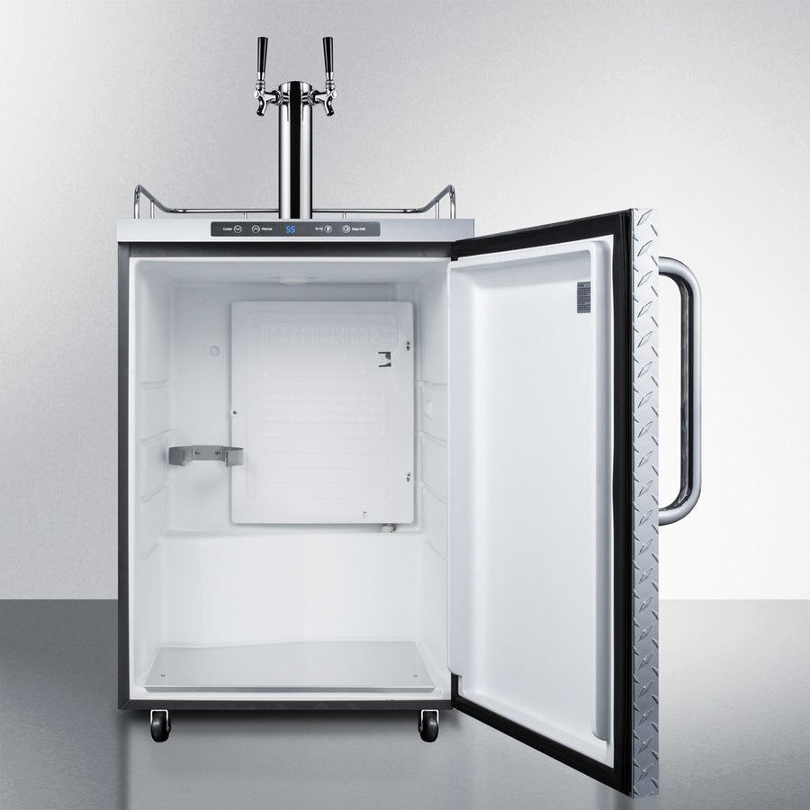 Summit 24" Wide, Dual Tap Outdoor Kegerator w/ Diamond Plated Door- Freestanding