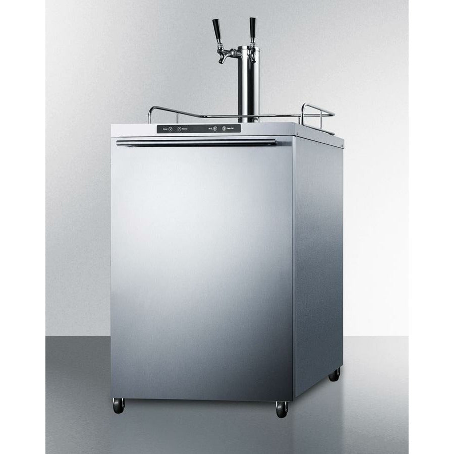 Summit 24" Wide, Commercial Approved, Dual Tap Outdoor Beer Kegerator - Freestanding (horizontal handle bar)