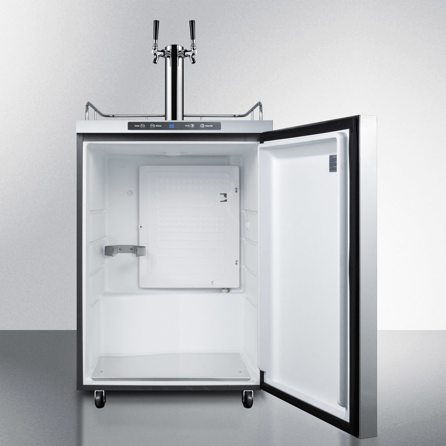 Summit 24" Wide, Dual Tap Outdoor Kegerator w/ Horizontal Handle Bar- Freestanding