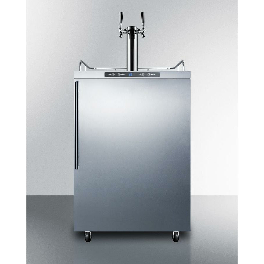 Summit 24" Wide, Commercial Approved, Dual Tap Outdoor Beer Kegerator - Freestanding (vertical handle bar)