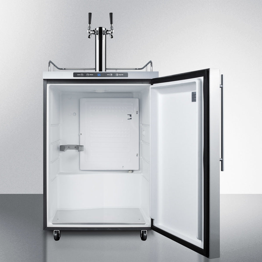 Summit 24" Wide, Commercial Approved, Dual Tap Outdoor Beer Kegerator - Freestanding (vertical handle bar)