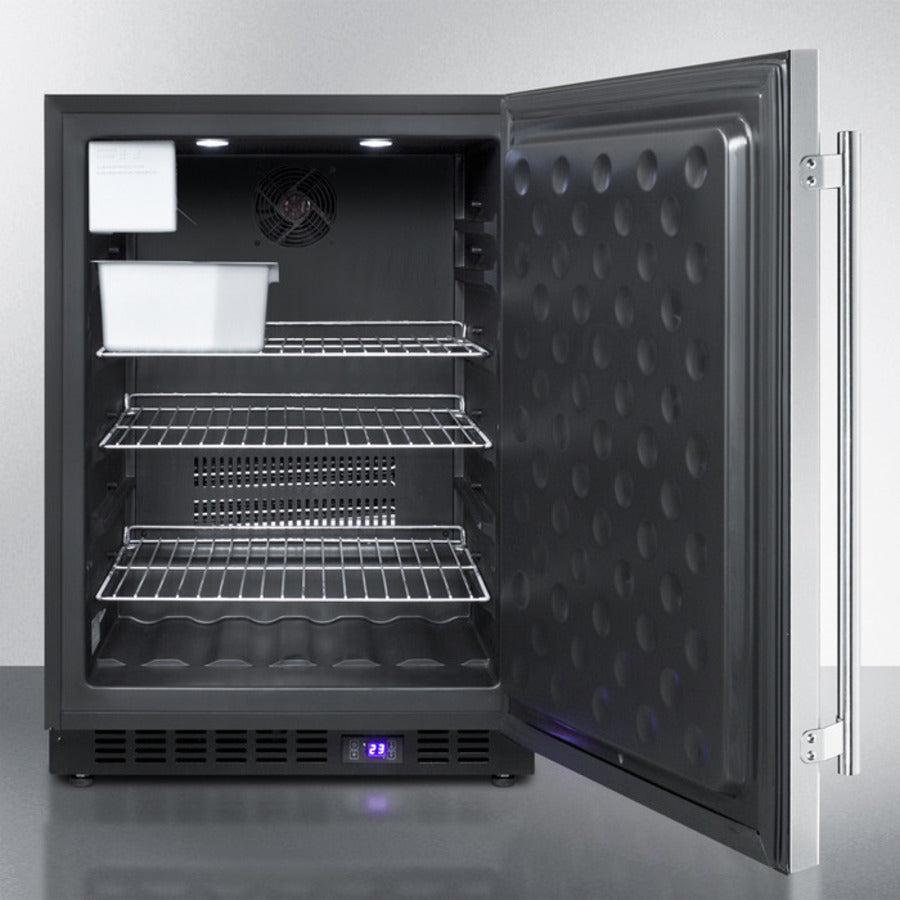 Summit 24" Wide, Outdoor Freezer w/ Icemaker (Black Exterior Cabinet)