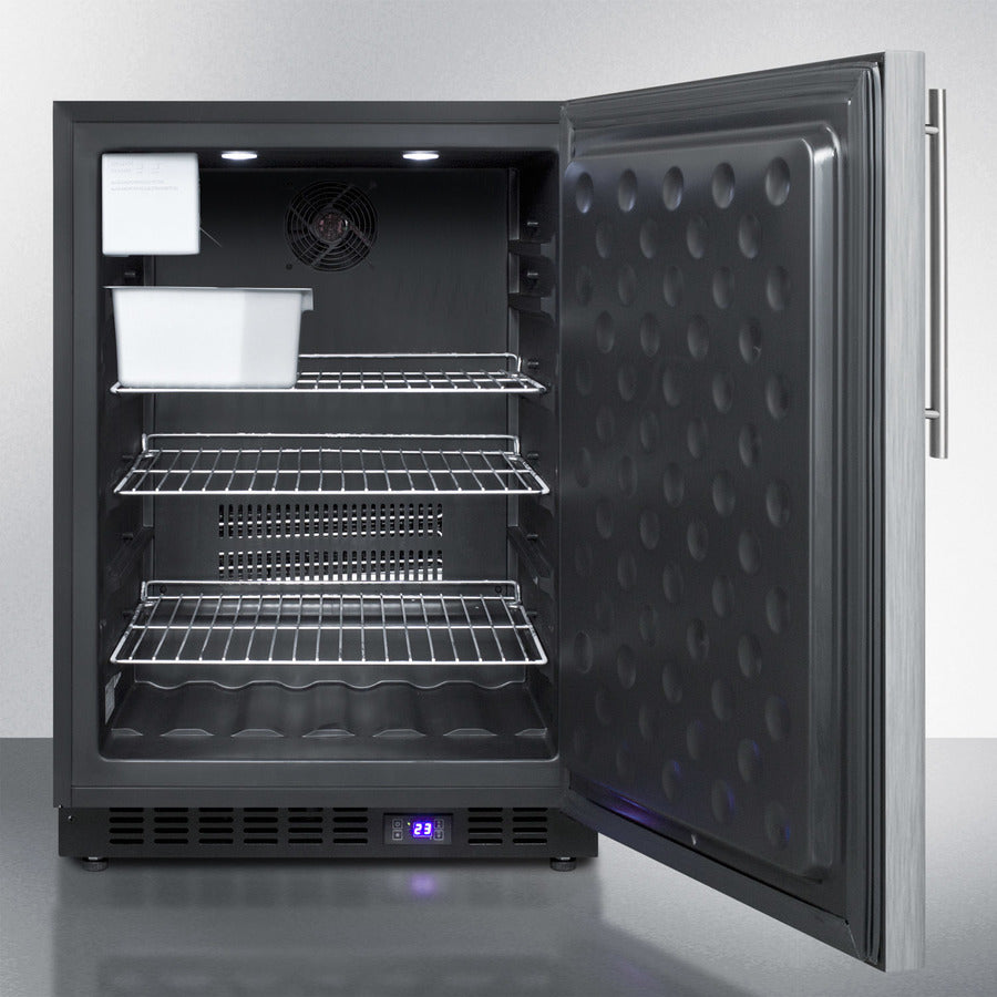 Summit 24" Wide, Outdoor Freezer w/ Icemaker, Vertical Handle (Black Exterior Cabinet)