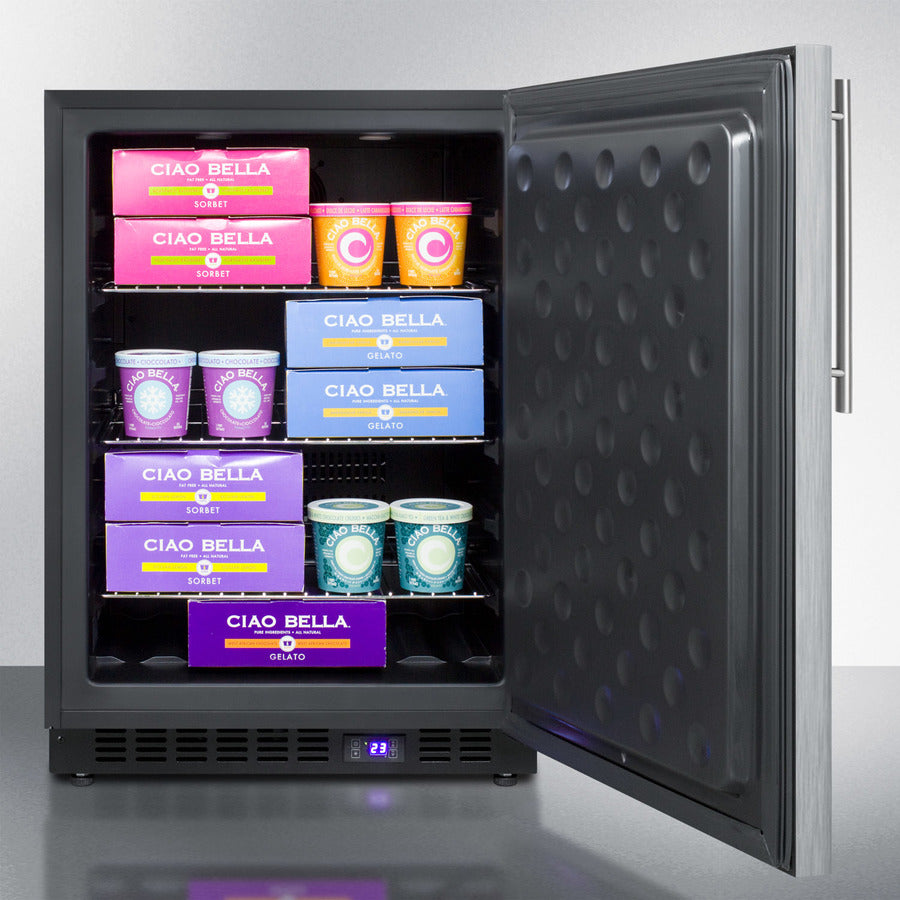 Summit 24" Wide, Outdoor Freezer w/ Vertical Handle (Black Exterior Cabinet)