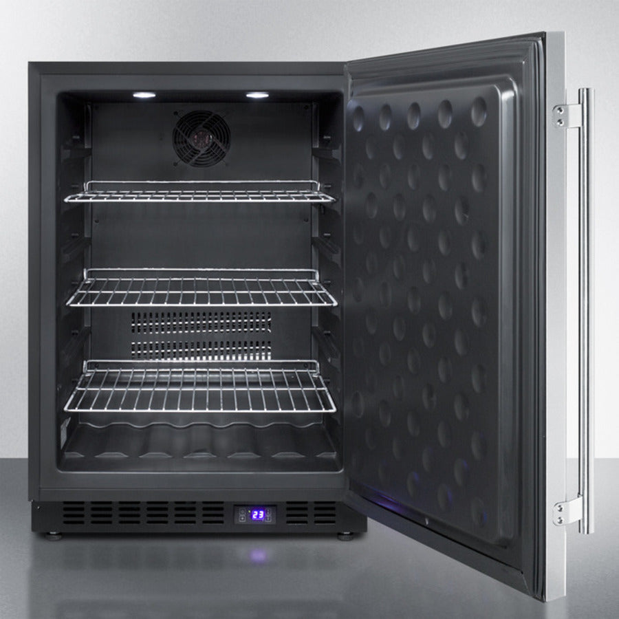 Summit 24" Wide, Outdoor Freezer (Black Exterior w/ Stainless Steel Door)