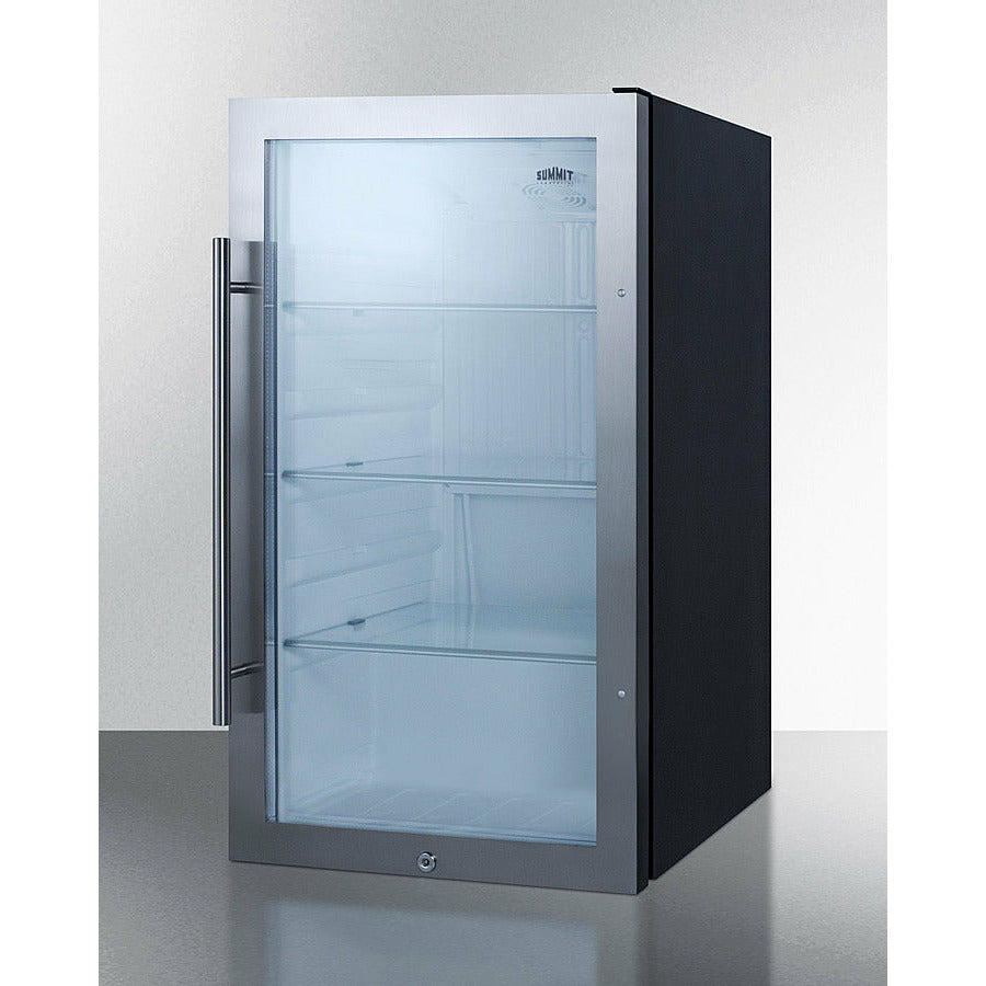 Summit 19" Wide, Commercial Approved, Shallow Depth Beverage Center - White Interior (Cabinet- Black)