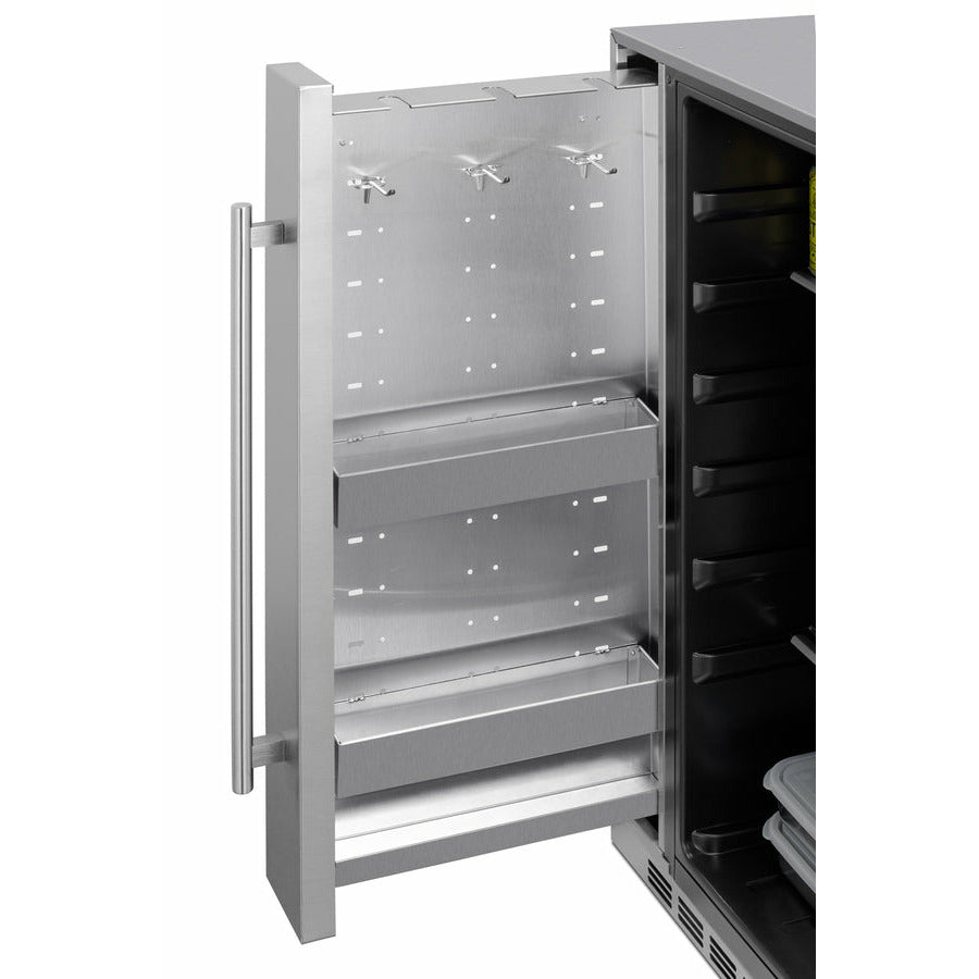 Summit 24" Wide, Shallow Depth, Outdoor Refrigerator w/ Slide-Out Storage Compartment