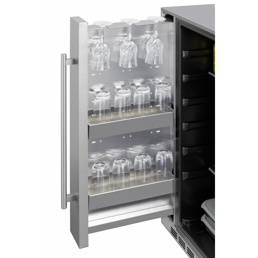 Summit 24" Wide, Shallow Depth, Outdoor Refrigerator w/ Slide-Out Storage Compartment
