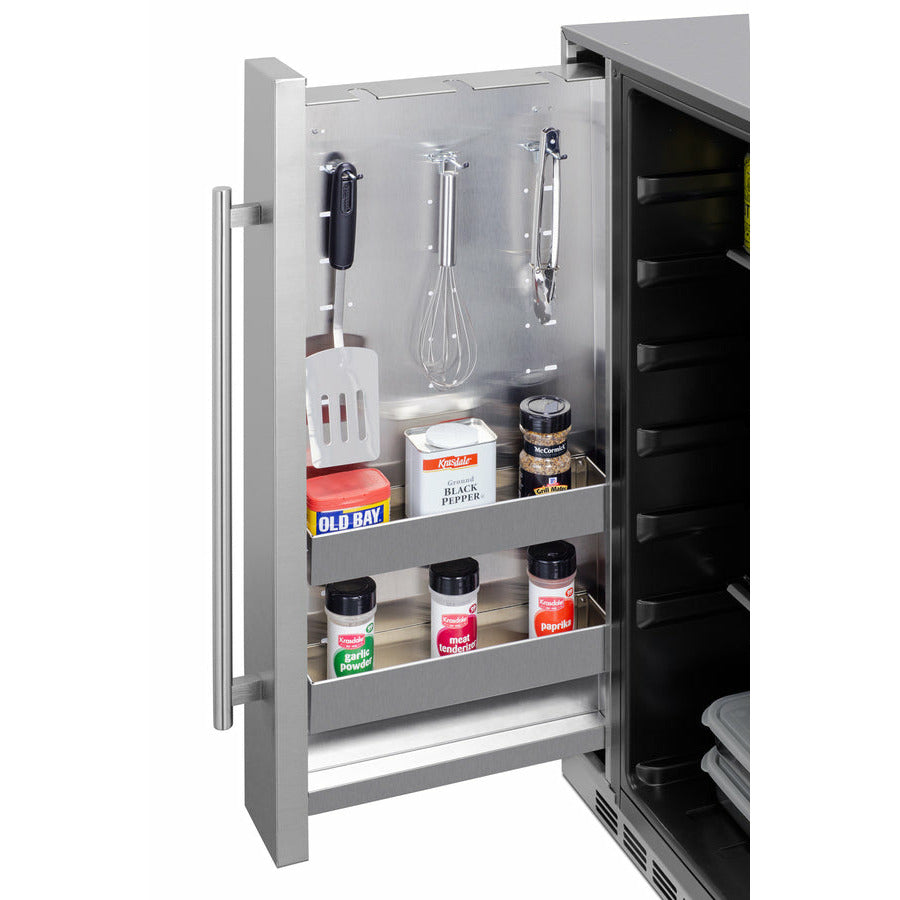 Summit 24" Wide, Shallow Depth, Outdoor Refrigerator w/ Slide-Out Storage Compartment