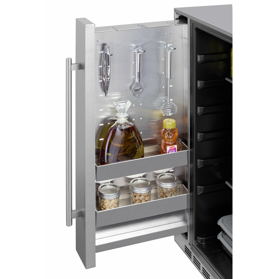 Summit 24" Wide, Shallow Depth, Outdoor Refrigerator w/ Slide-Out Storage Compartment