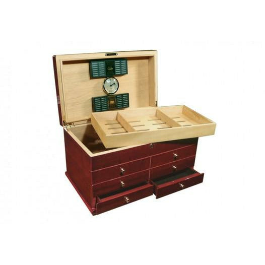 Landmark Desktop Cigar Humidor | Lift Out Tray and Drawer Storage | Holds 300 Cigars