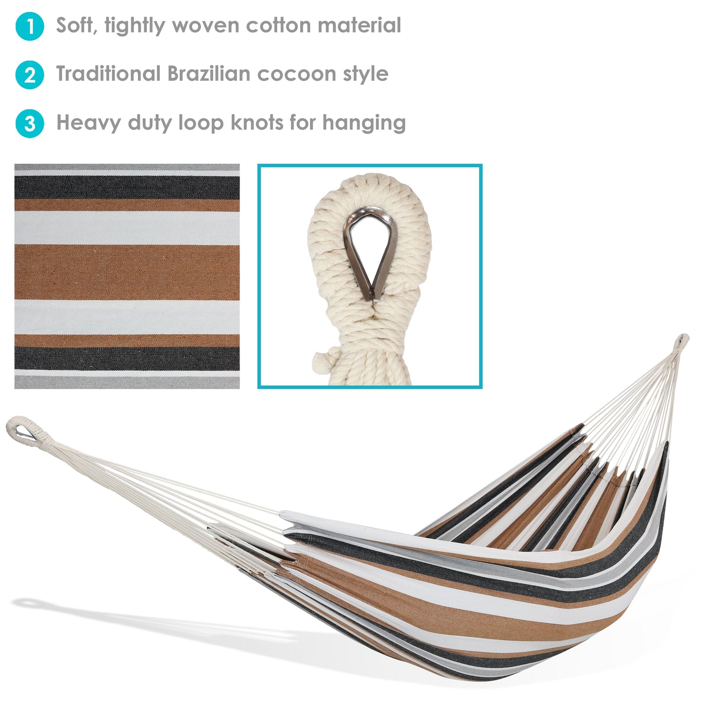 Brazilian Double Hammock | For Backyard & Patio | 450 Pound Capacity