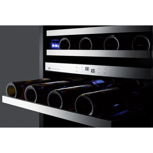Summit 24" Wide, 46 Bottle Dual Zone Wine Cooler (Stainless Steel or Black Exterior)