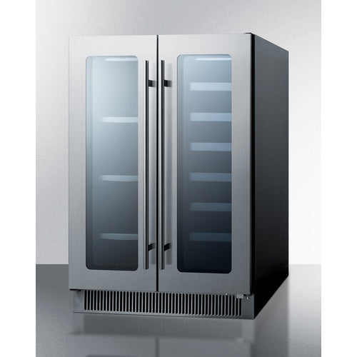 Summit 24" Wide, Dual Zone Wine/Beverage Center Combo w/ Glass French Doors