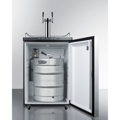 Summit 24" Wide Dual Tap Beer Kegerator w/ Stainless Steel Door & Black Exterior