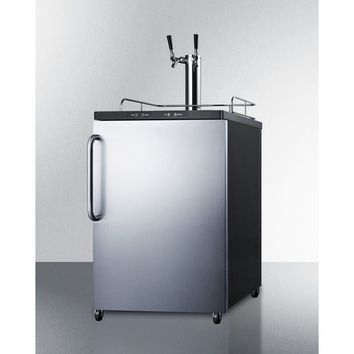Summit 24" Wide Freestanding Beer Kegerator w/ Stainless Steel Door & Black Exterior (Single or Dual Tap)