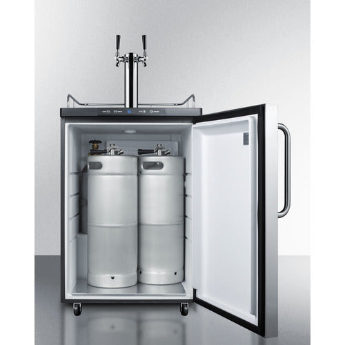 Summit 24" Wide Freestanding Beer Kegerator w/ Stainless Steel Door & Black Exterior (Single or Dual Tap)