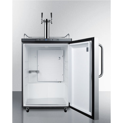 Summit 24" Wide Freestanding Beer Kegerator w/ Stainless Steel Door & Black Exterior (Single or Dual Tap)