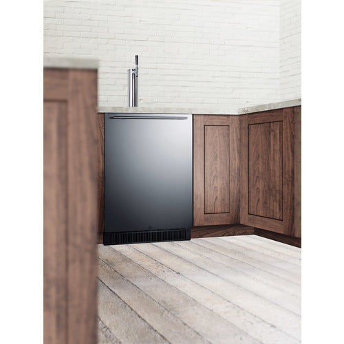Summit 24" Wide Single Tap Beer Kegerator w/ Stainless Steel Door & Black Exterior