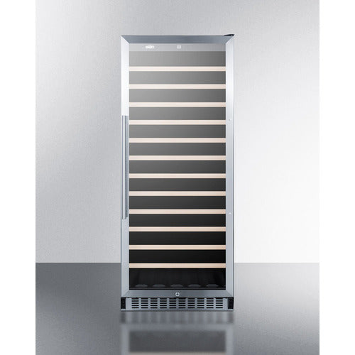 Summit 24" Wide 102 Bottle Single Zone Wine Cooler w/ Stainless Steel Door & Black Exterior